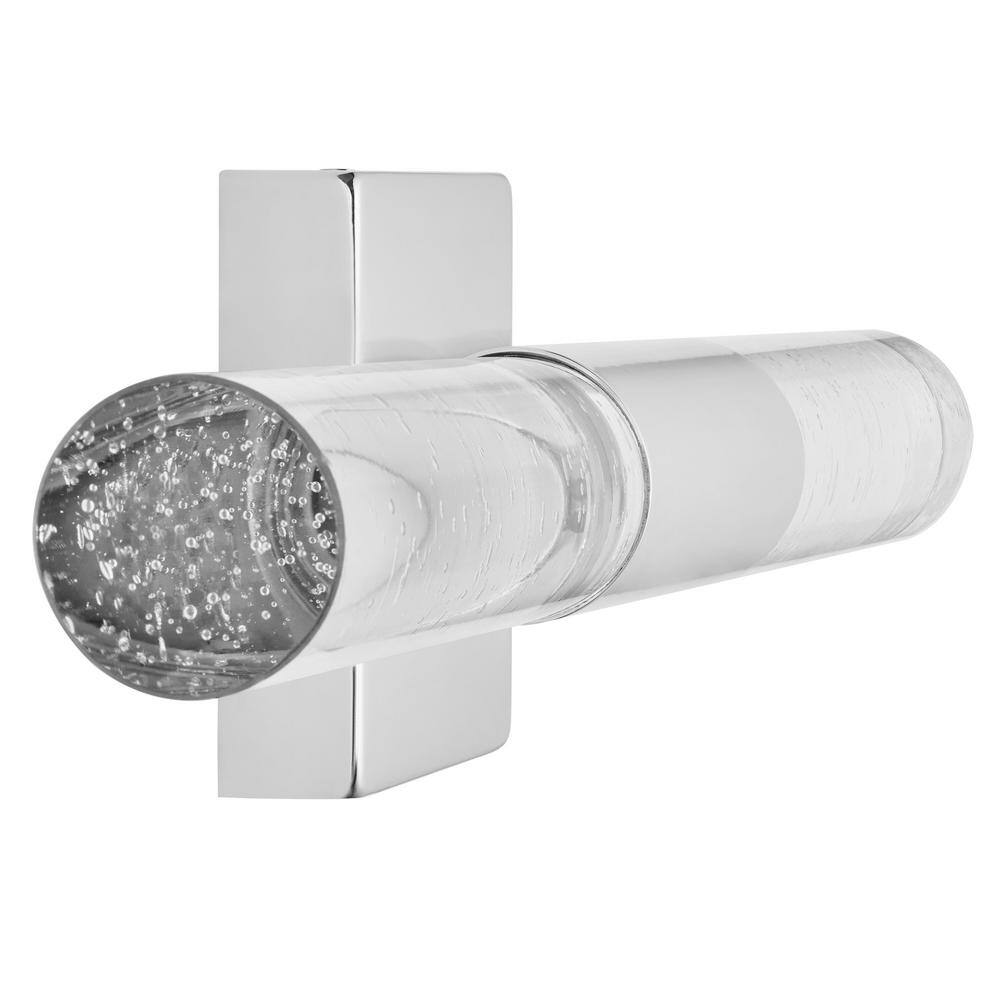 Hampton Bay Madison Place 22.87 in. 1-Light Chrome Integrated LED Bathroom Vanity Light Bar with Seedy Glass Tube KRW1302LX-02