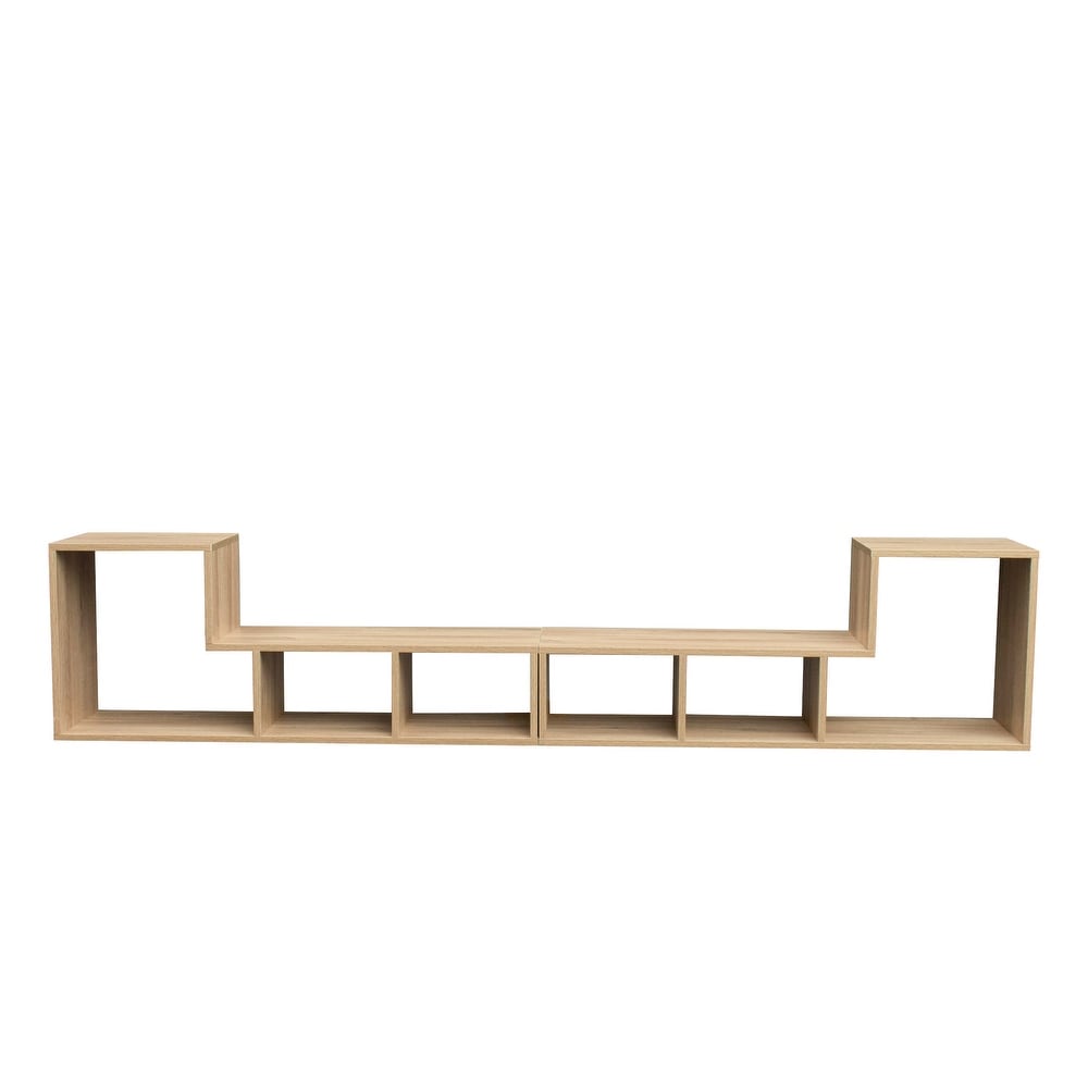 Double L Shaped Oak Stand Display Shelf Bookcase