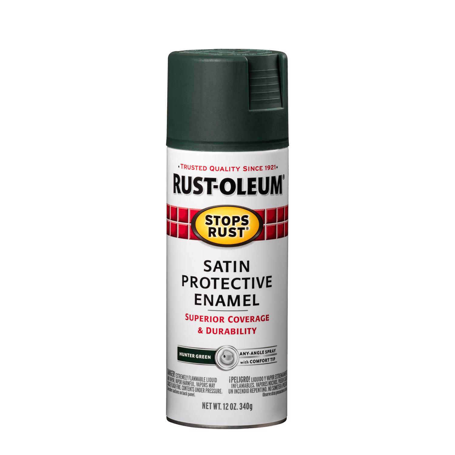 Rust-Oleum Stops Rust Satin Hunter Green Spray Paint 12 oz