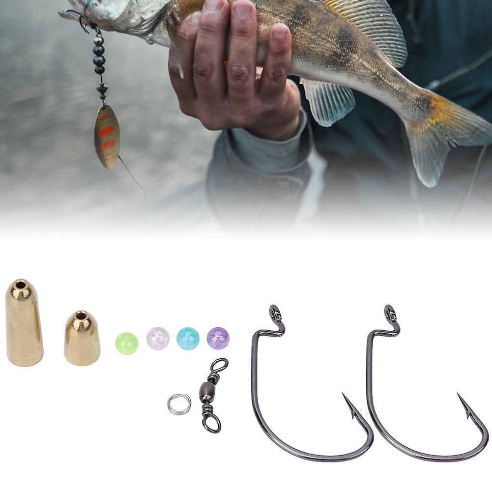 115 Pcs Copper Color Fishing Sinkers 8 Shaped Ring Beads Hooks Double Rings Fish Tackle Accessories Kit