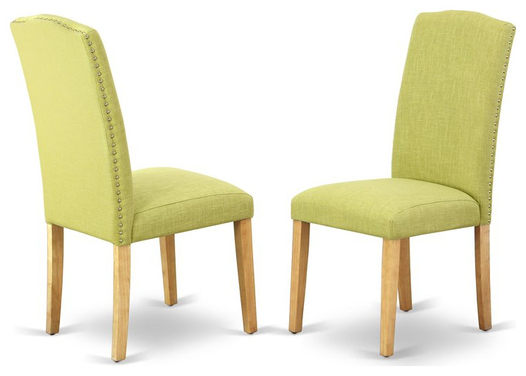 East West Furniture Encinal 40 quotFabric Dining Chairs in Oak/Green (Set of 2)   Contemporary   Dining Chairs   by Homesquare  Houzz