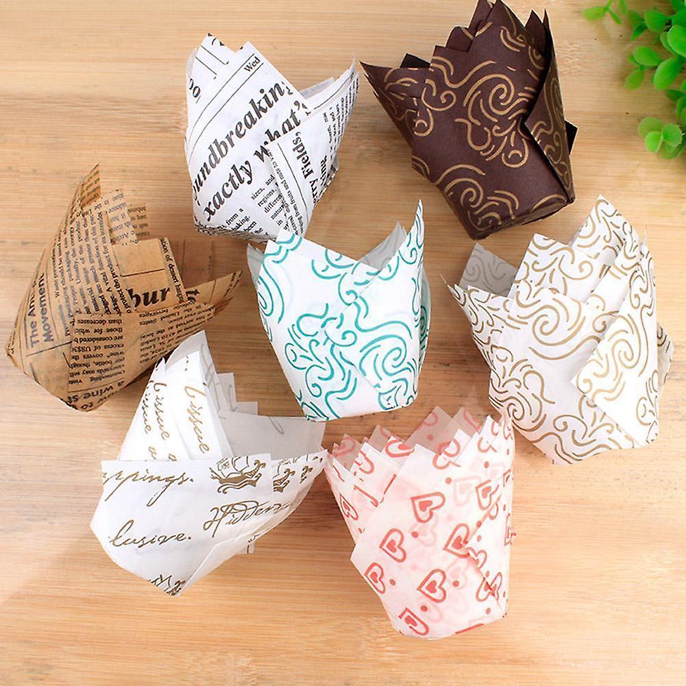 50pcs Tulip Cupcake Paper Cups Cupcake Liner Baking Muffin Box Cup Case Cake Decor Tool Muffin Wrap Cases