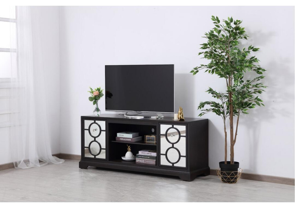 60 quotMirrored Tv Cabinet available with Wood/Crystal fireplace  In Dark Walnut   Transitional   Entertainment Centers And Tv Stands   by Beyond Design  ampMore  Houzz