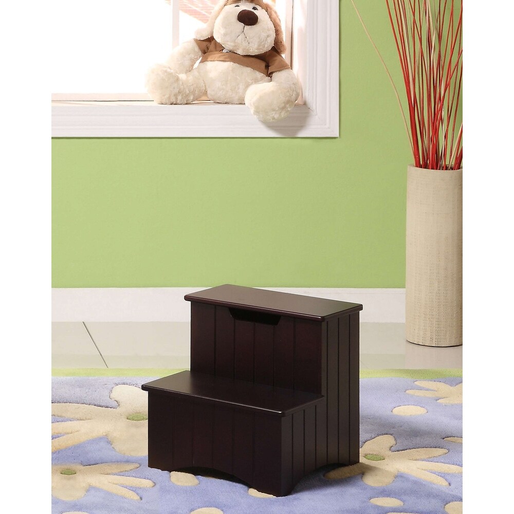 Wood Step Stool with Storage  Dark Cherry