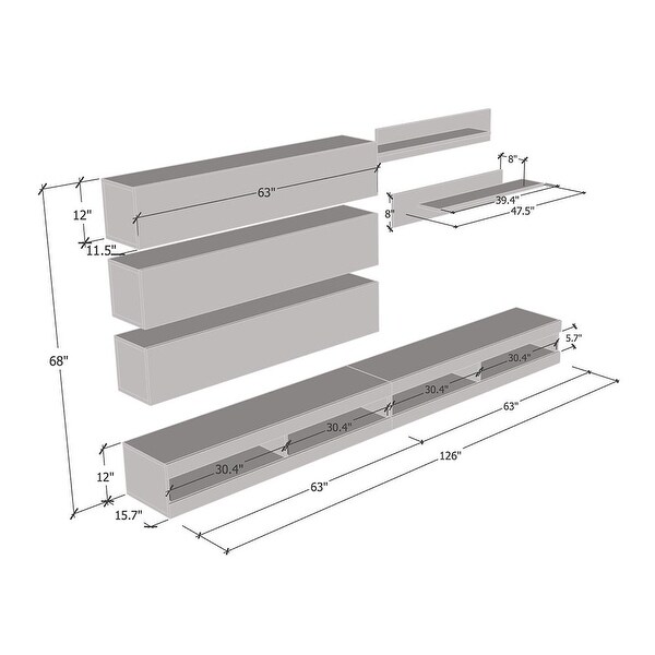 Fly J1 34TV Wall Mounted Floating Modern Entertainment Center