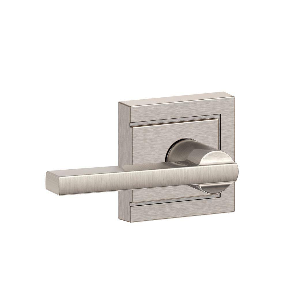 Schlage Latitude Satin Nickel Passage HallCloset Door Handle with Upland Trim F10 V ULD 619 LAT