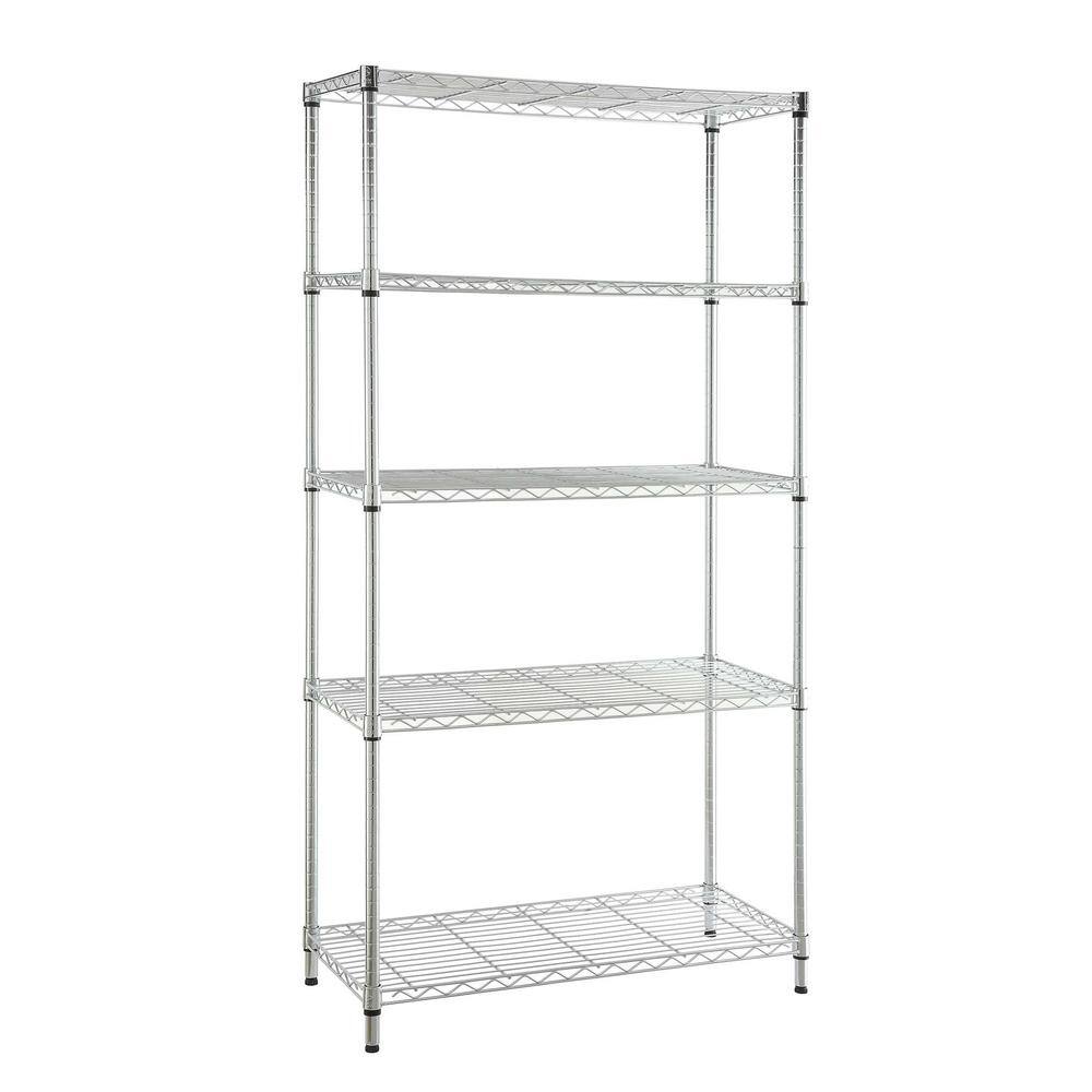 HDX 5-Tier Commercial Grade Heavy Duty Steel Wire Shelving Unit in Chrome (48 in. W x 72 in. H x 18 in. D) HD184872-5ICPS