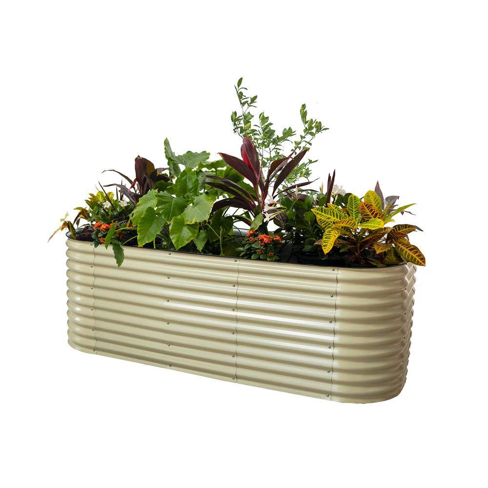vego garden 32 in. 10-In-1 Modular Pearl White Metal Raised Garden Bed Kit VB10N132W