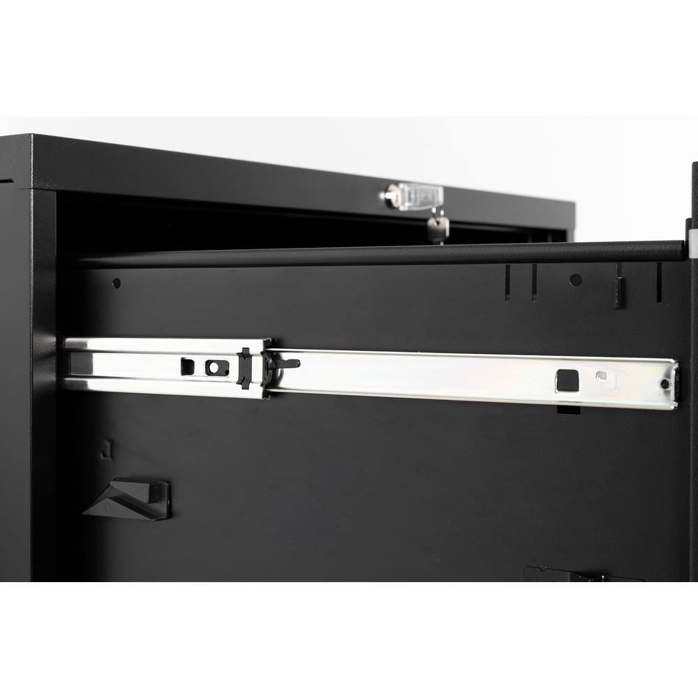 Tatahance 3-Drawer Black Metal Steel Lateral Filing Cabinet with Large Deep Drawers Locked by Keys W25262864-Z