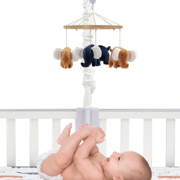 Lambs amp Ivy Playful Elephant Blue white Musical Baby Crib Mobile Soother Toy