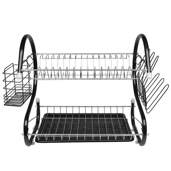 2 Tier Dish Drainer Drying Rack Large Capacity Kitchen Storage