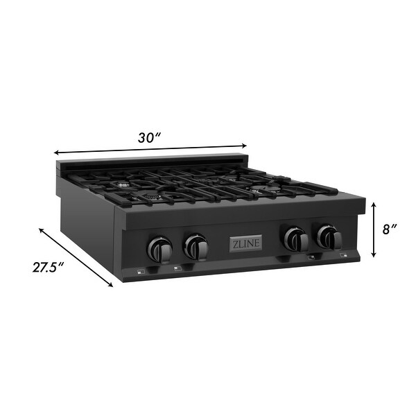 ZLINE Porcelain Gas Stovetop in Black Stainless with Gas Burners