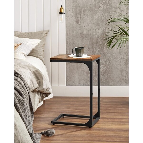 CShaped End Table，Small Side Table with Metal Frame for Living Room，Bedroom