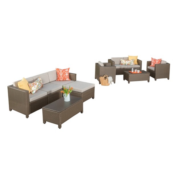 Puerta 9pc Wicker Sofa Set Brown Christopher Knight Home