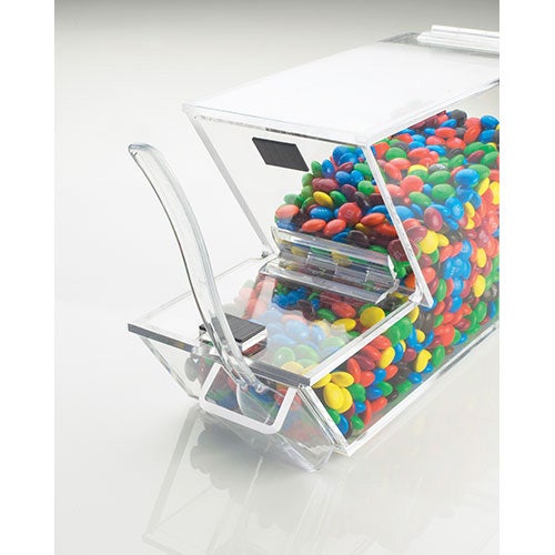 Cal-Mil 927-H Ice Cream Toppings Bulk Bin - Acrylic with Magnetic Lid and External Spoon Holder