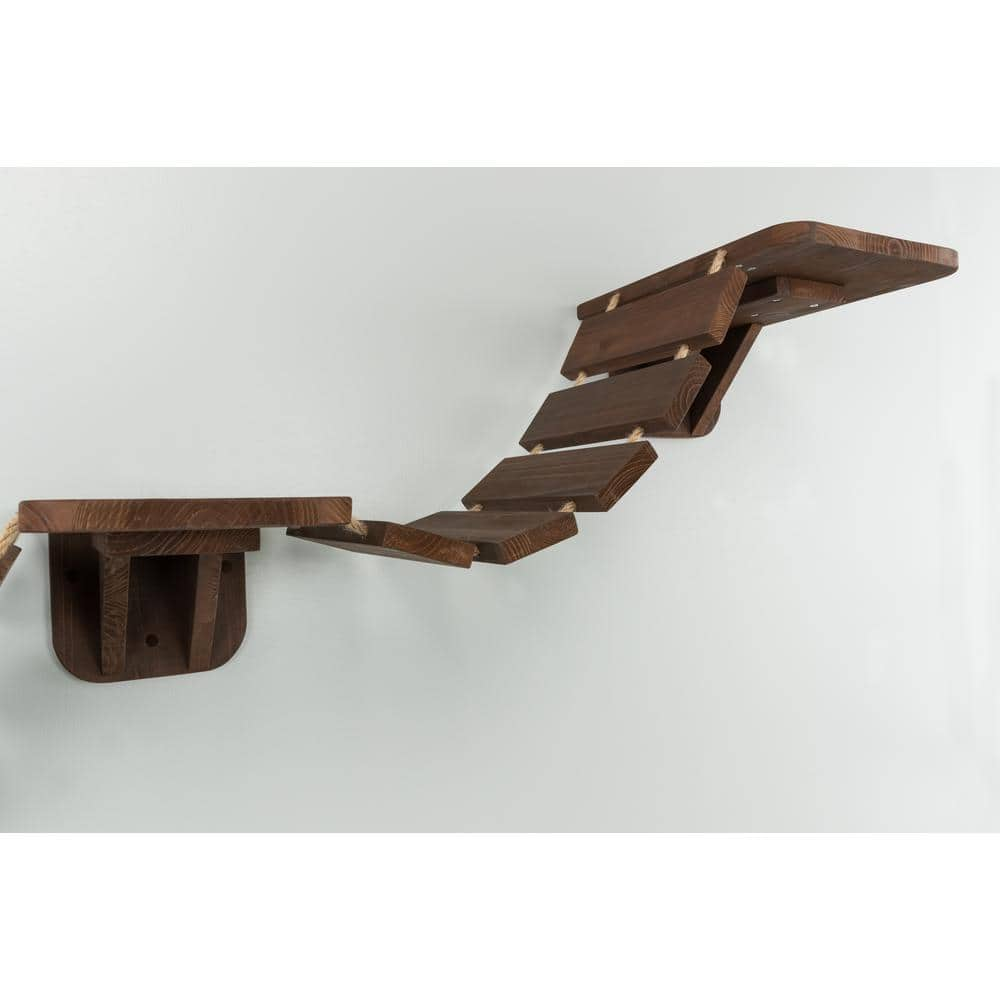 TRIXIE Brown Wall Mounted Cat Bridge with 3-Platforms Linked by Bridge 49927