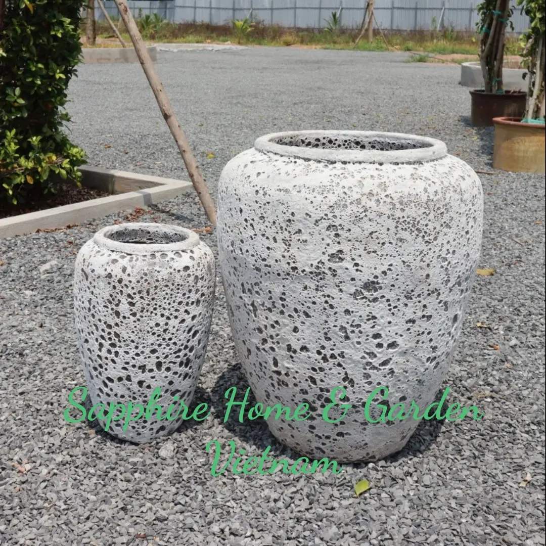 White Atlantis Ceramic Pots for Plants Garden outdoor pottery Large Antique Pots / Rustic Pots wholesale for garden center