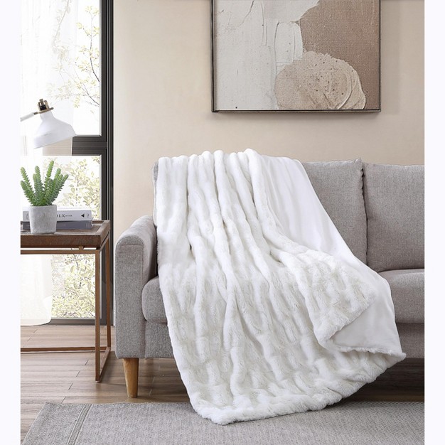 Kate Aurora Ultra Soft amp Premium Plush Oversized Faux Rabbit Fur Accent Throw Blanket 50 In W X 70 In L