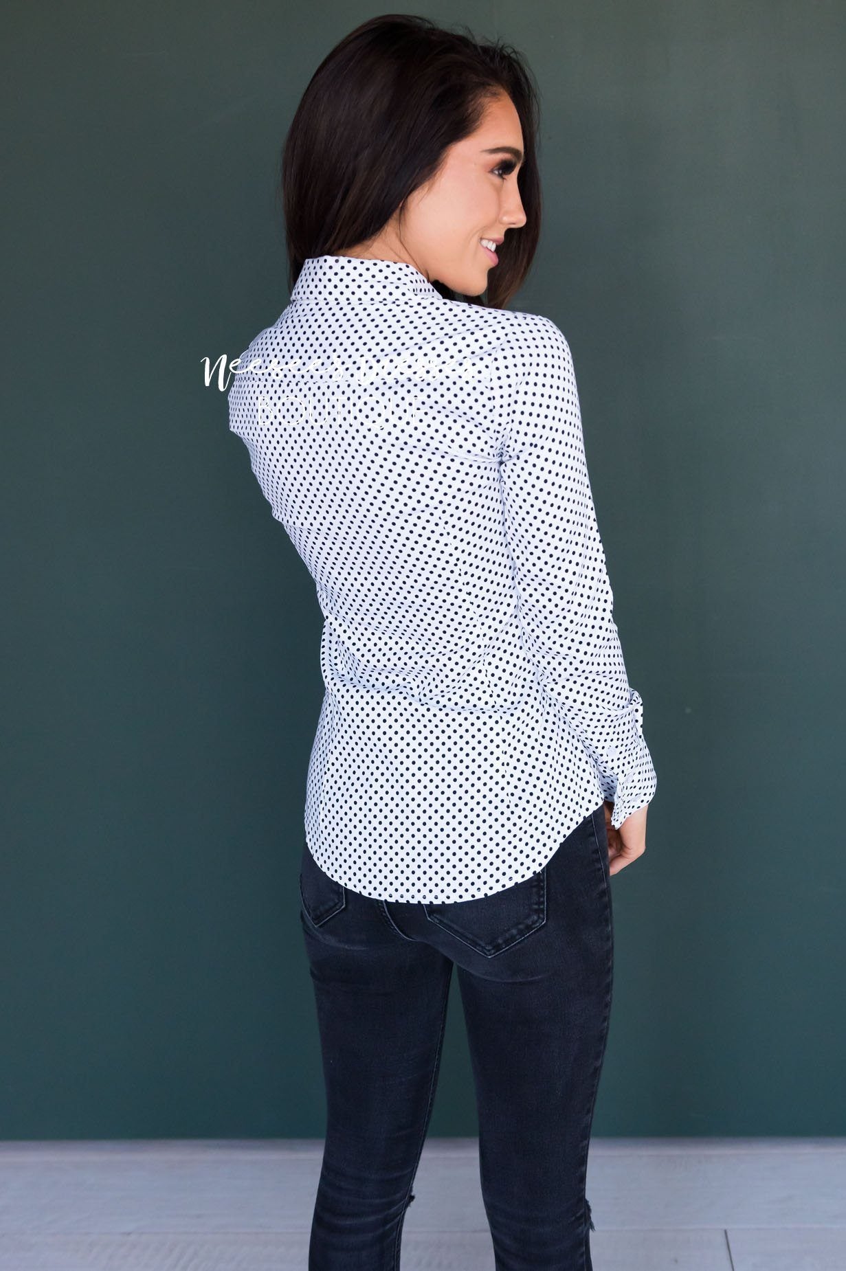 Polka Dot Ruffle Detail Top