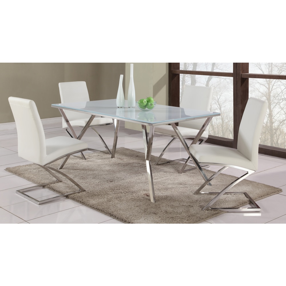 Somette White Starphire 61 inch Glass Dining Table