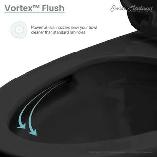 Swiss Madison St. Tropez 10 in. Rough-In 1-piece 1.11.6 GPF Dual Flush Elongated Toilet in Matte Black Seat Included SM-1T274MB