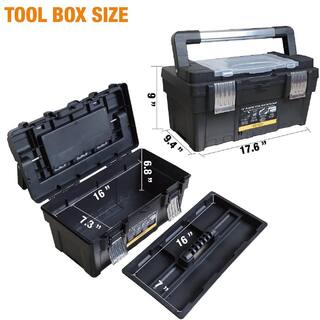 Big Red 9.2 in. W x 8.8 in. H x 17.6 in. D Plastic Tool Box Organizer and Durable Tool Storage Box ATRJH-9019R