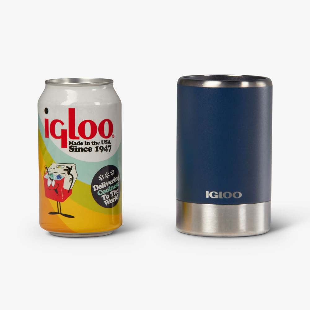 Igloo Coolmate Can Cooler Reusable Stainless Steel Blue 12oz ;