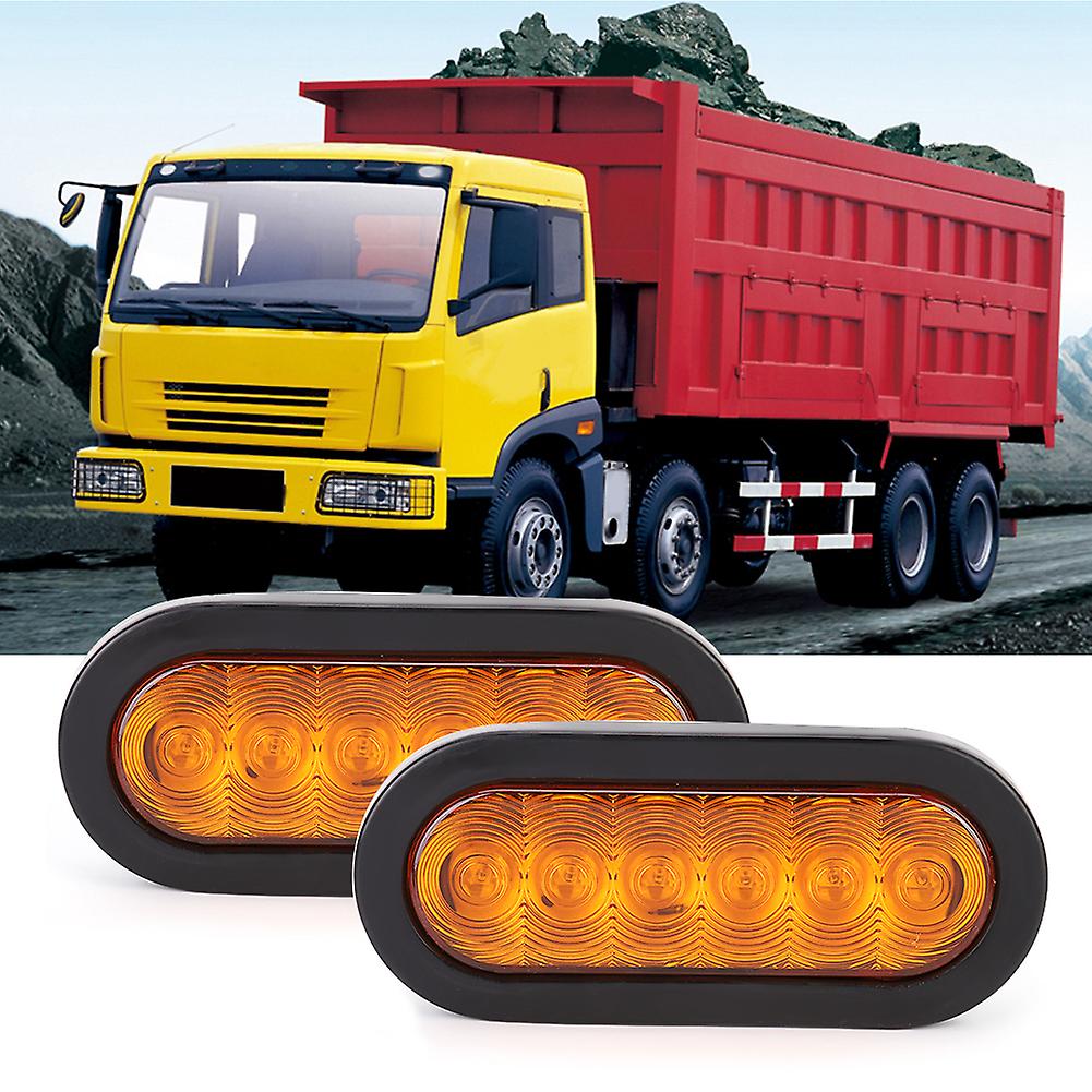 2pcs 12v Truck Side Marker Light Warning Lamp 6led 6000k High Brightness