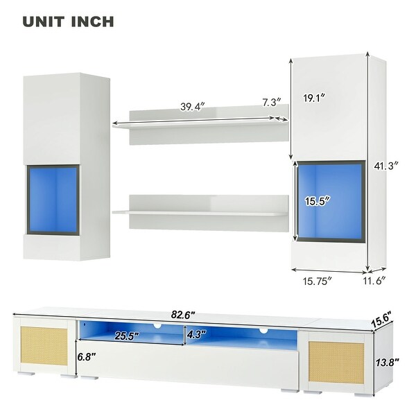 7 Pieces Floating TV Console Table for TVs Up to 90