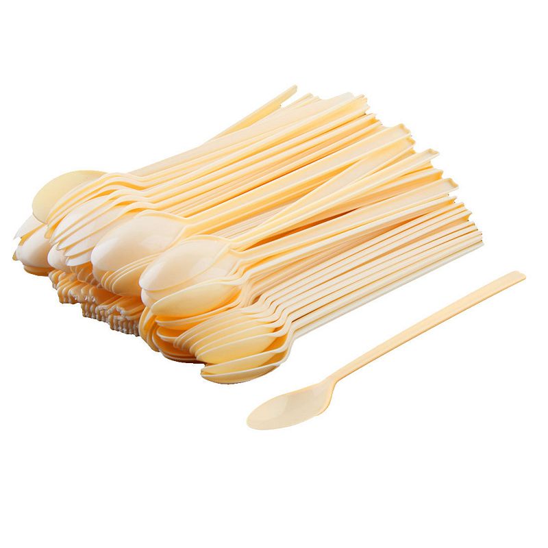 Plastic Long Handle Disposable Jelly Soup Dessert Pudding Spoons 100pcs