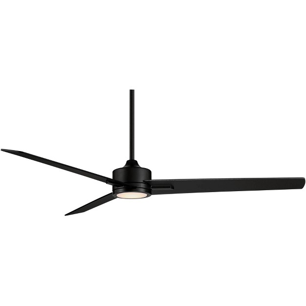 Casa Vieja Monte Largo Modern 3 Blade Indoor Ceiling Fan With Dimmable Led Light Remote Control Matte Black For Living Room Kitchen House Bedroom