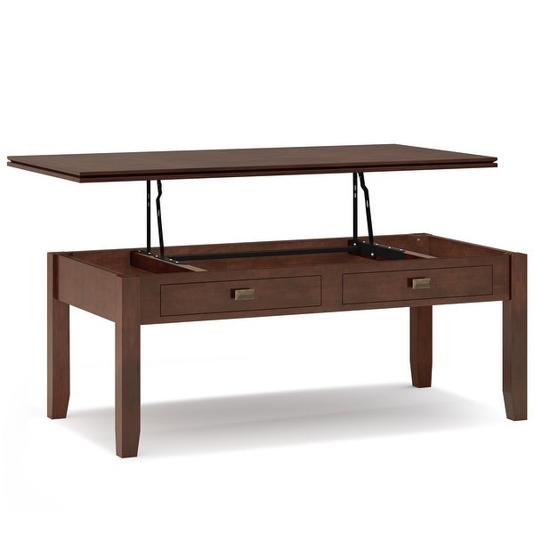 WYNDENHALL Stratford SOLID WOOD 46 inch Wide Contemporary Lift Top Coffee Table in Russet Brown - 22