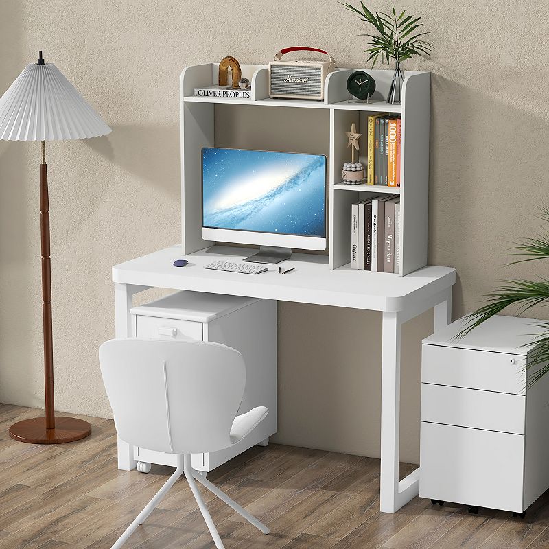 3-tier Multipurpose Desk Bookshelf With 4 Shelves-White