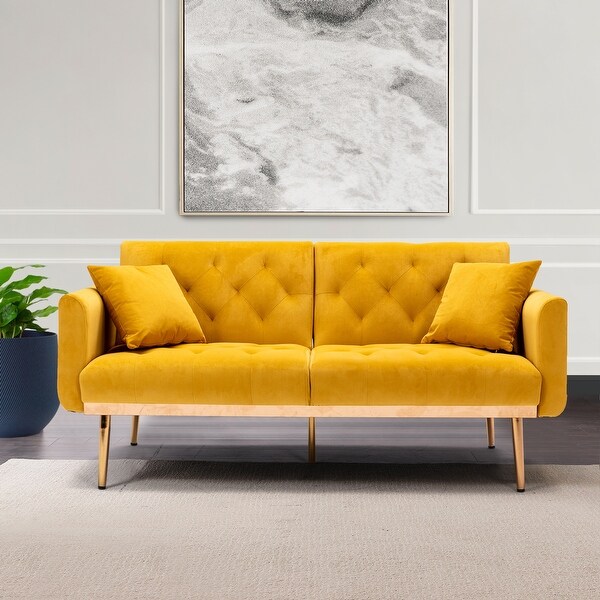 Zenith 63.78 in Velvet Modern Straight Reclining Tufted Sofa