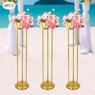 YIYIBYUS 39.4 in. x 7.87 in. x 7.87 in. Outdoor Gold Metal Floor Flower Plant Stands Round Wedding Flower Display Stand (6-Pack) JJOU7A6MWDZJ8