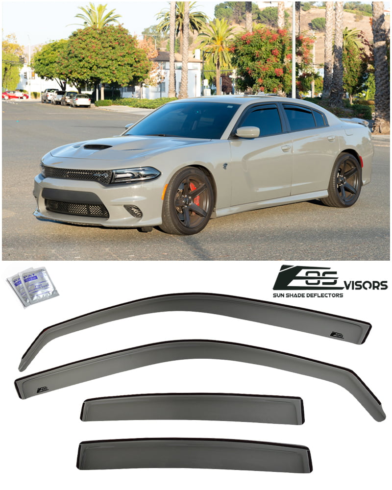 Extreme Online Store EOS Visors for 2011-2020 Dodge Charger | in-Channel Style Smoke Tinted Side Vents Rain Guard Window Deflectors