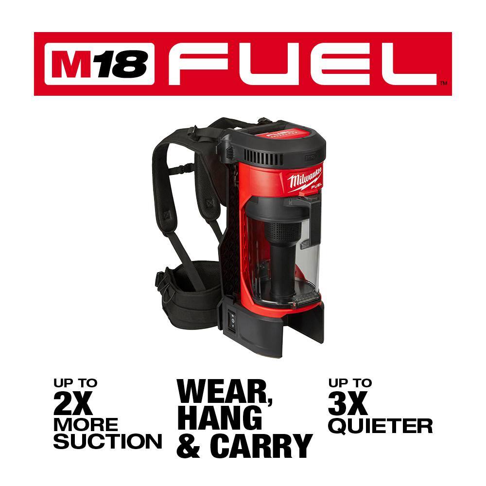 MW M18 FUEL 18-Volt Lithium-Ion Brushless 1 Gal. Cordless 3-in-1 Backpack Vacuum Kit W(2) M18 High Output 6.0 Ah Batteries 0885-20-48-11-1862-48-59-1802