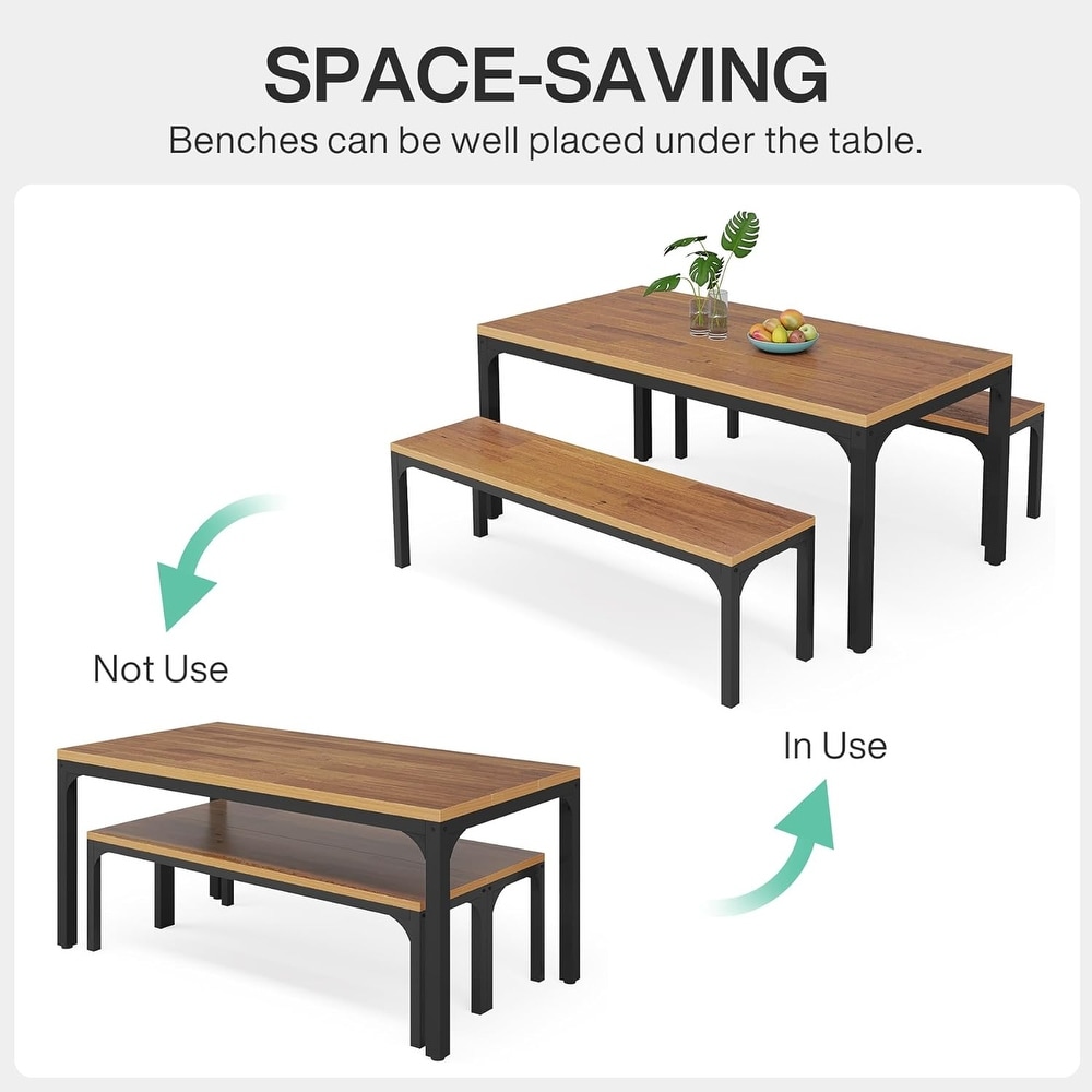 3 Pieces Rectangular Dining Table Set for 6 People