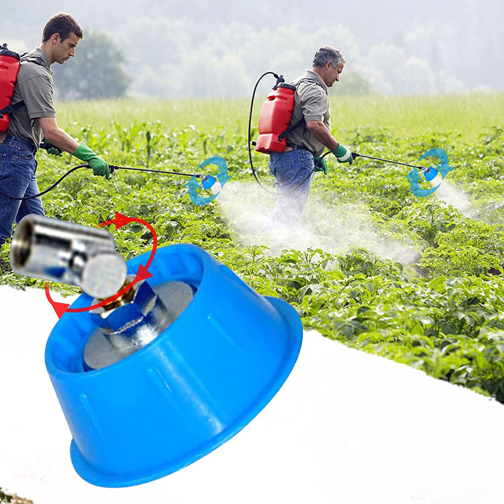 RSRZRCJ Seven-hole Atomizing Nozzle Head， High Pressure Backpack Sprayer Nozzle， 360° Rotating Gardening Nozzle for Hose， Misting Spray Nozzle for Farmhouse， Orchard and Garden