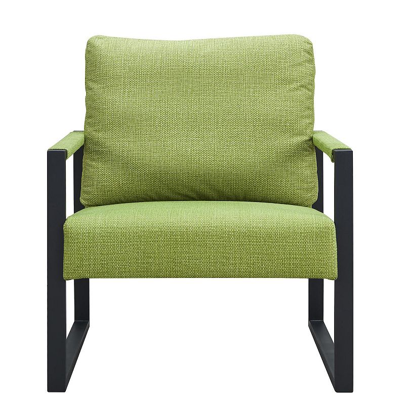 Grass Green Light Fiber Cloth Metal Frame Upholstered Sofa Accent Arm Chair