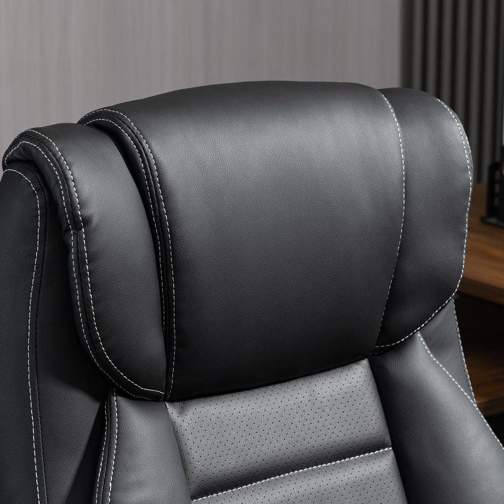 Vinsetto Ergonomic Black PU leather Seat Massage Executive Chair with Non-adjustable Arms 921-321V80