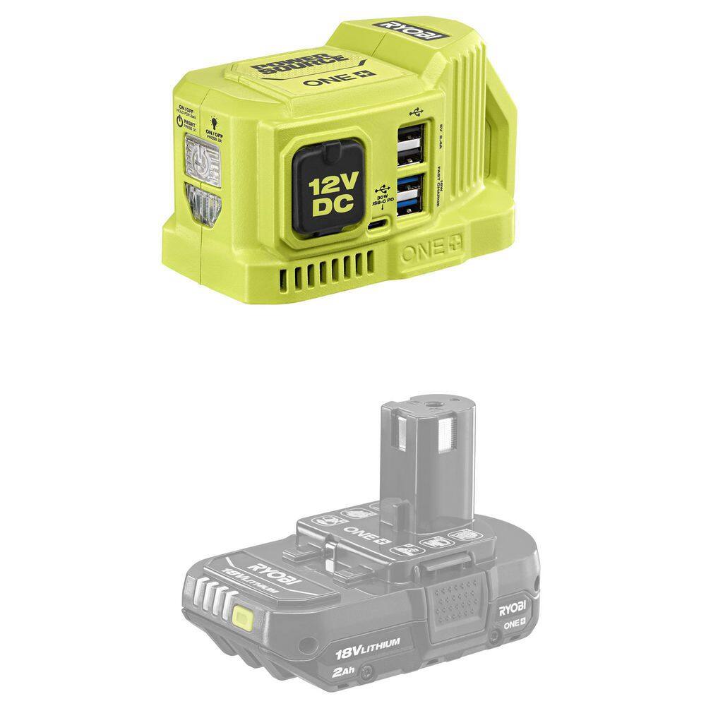 RYOBI ONE+ 18-Volt 120-Watt Push Start Power Source with 12-Volt Outlet (Tool-Only) RYi12VBG