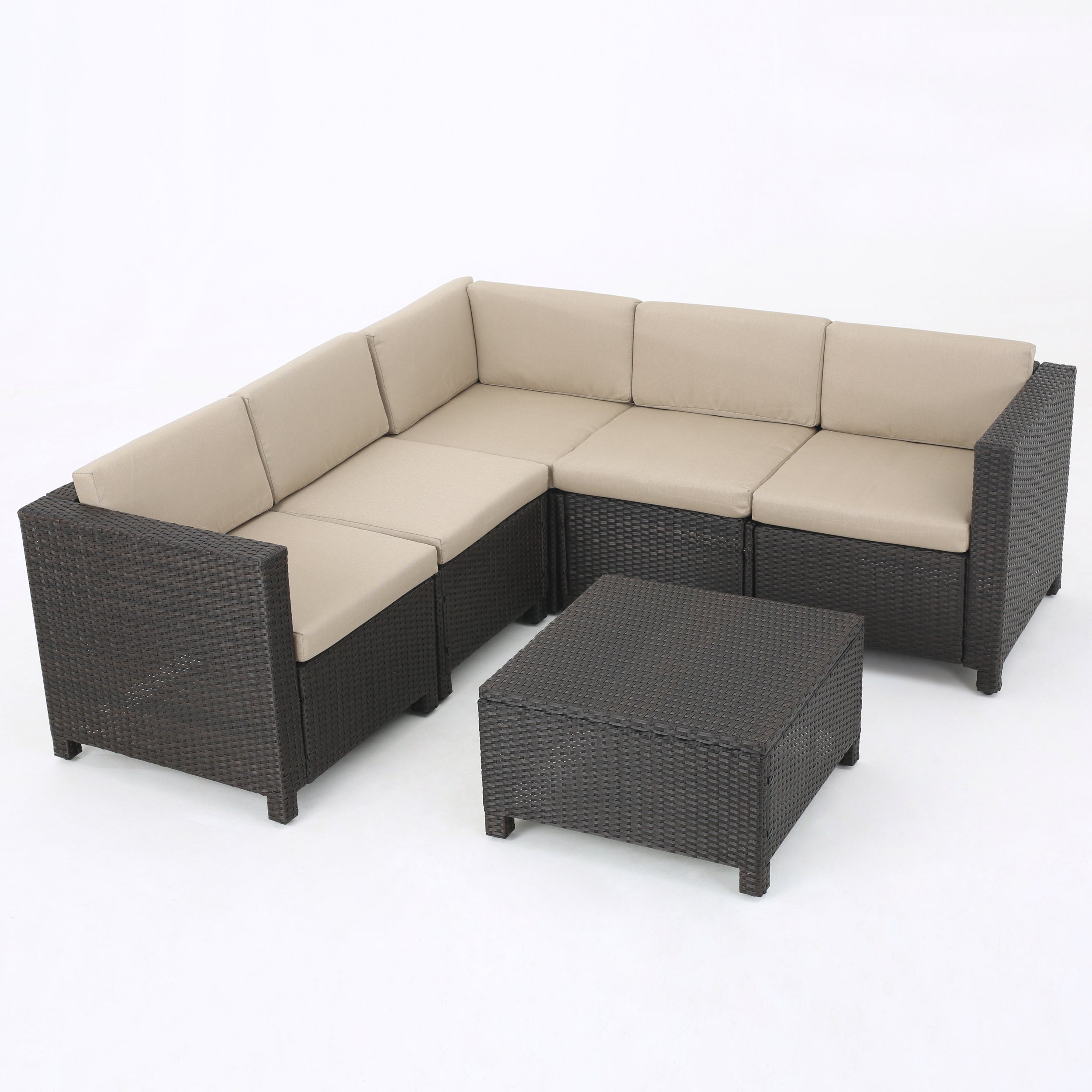 Valona Outdoor Wicker V Shaped Sectional Sofa Set