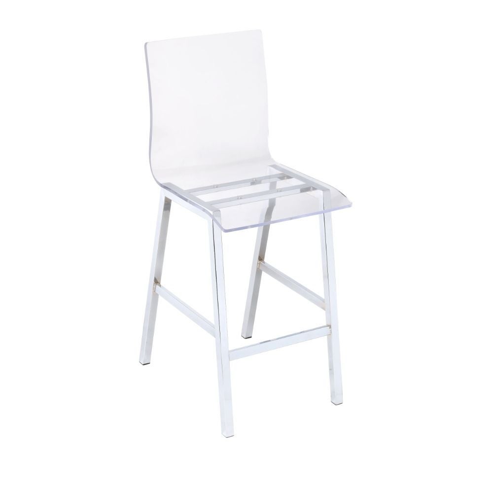 Set of 2 Counter Height Chairs， Clear Acrylic and Chrome