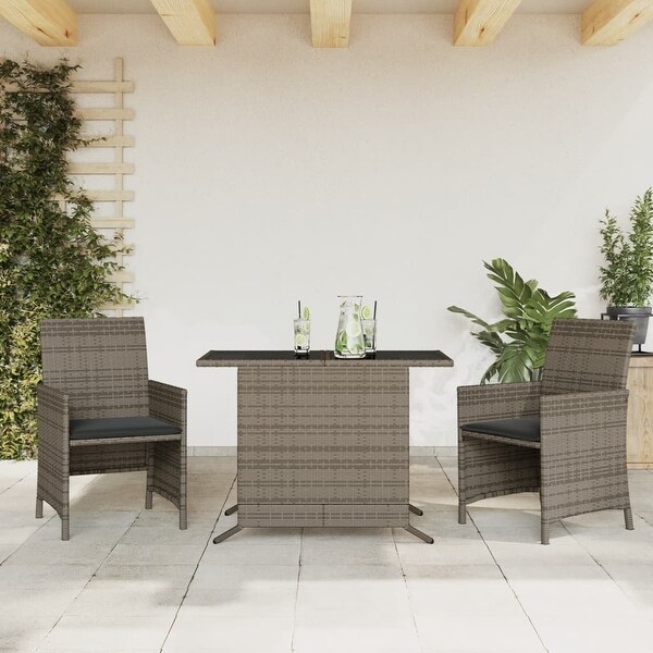 vidaXL 3 Piece Bistro Set with Cushions Poly Rattan