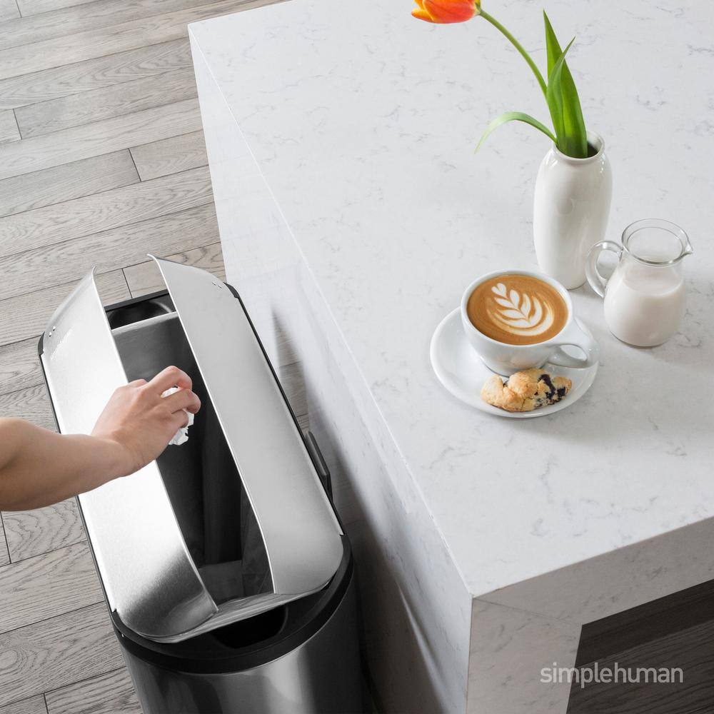 simplehuman 45-Liter Fingerprint-Proof Brushed Stainless Steel Butterfly Step-On Trash Can CW1897