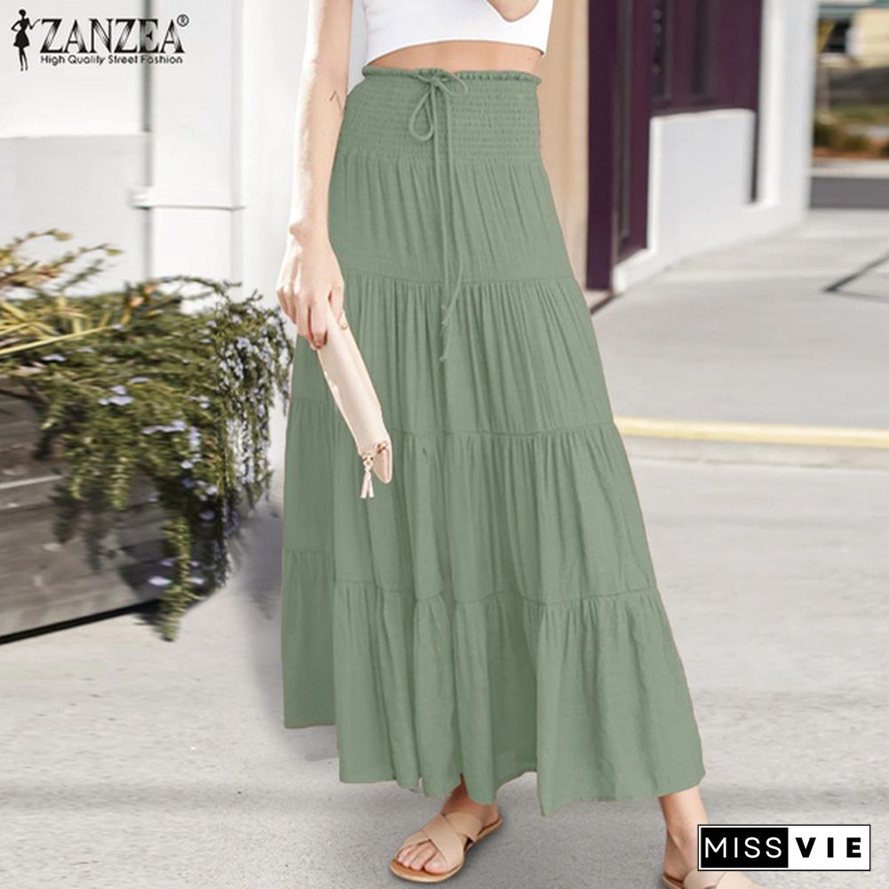 Women Summer Elastic Waist Party Clubbing Tiered Vestido Long Skirts Beach Plus Size Dresses