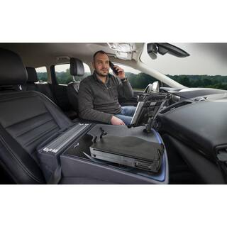 AutoExec GripMaster Car Desk Blue Steel Flames with Printer Stand and Tablet Mount AEGrip-03P-BSF