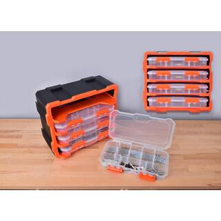 TACTIX 52-Compartment Plastic Rack with 4 Small Parts Organizer 320670