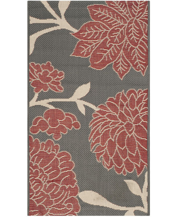 Safavieh Courtyard CY7321 Anthracite and Red 2' x 3'7 Sisal Weave Outdoor Area Rug